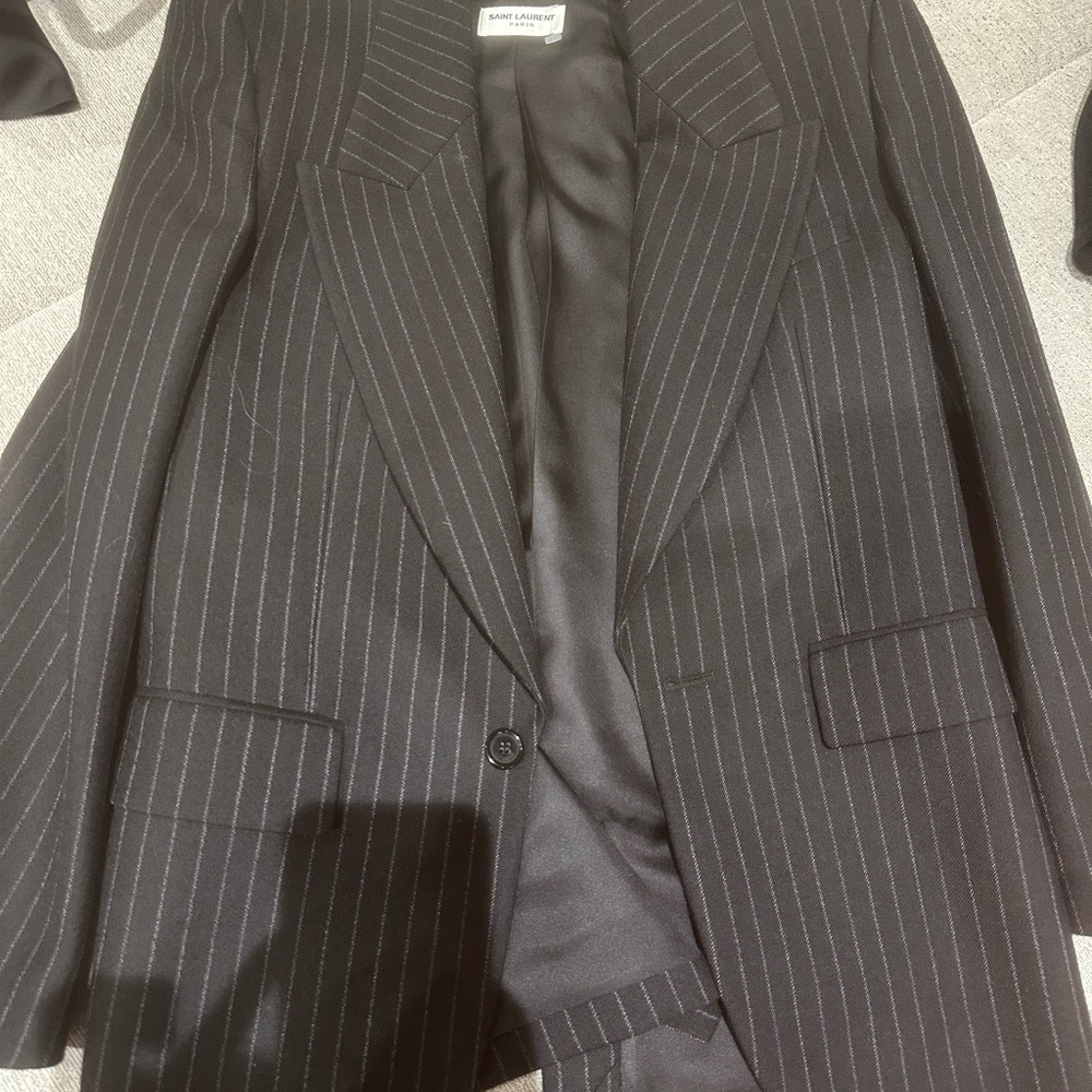 Saint Laurent Charcoal Pinstripe Blazer